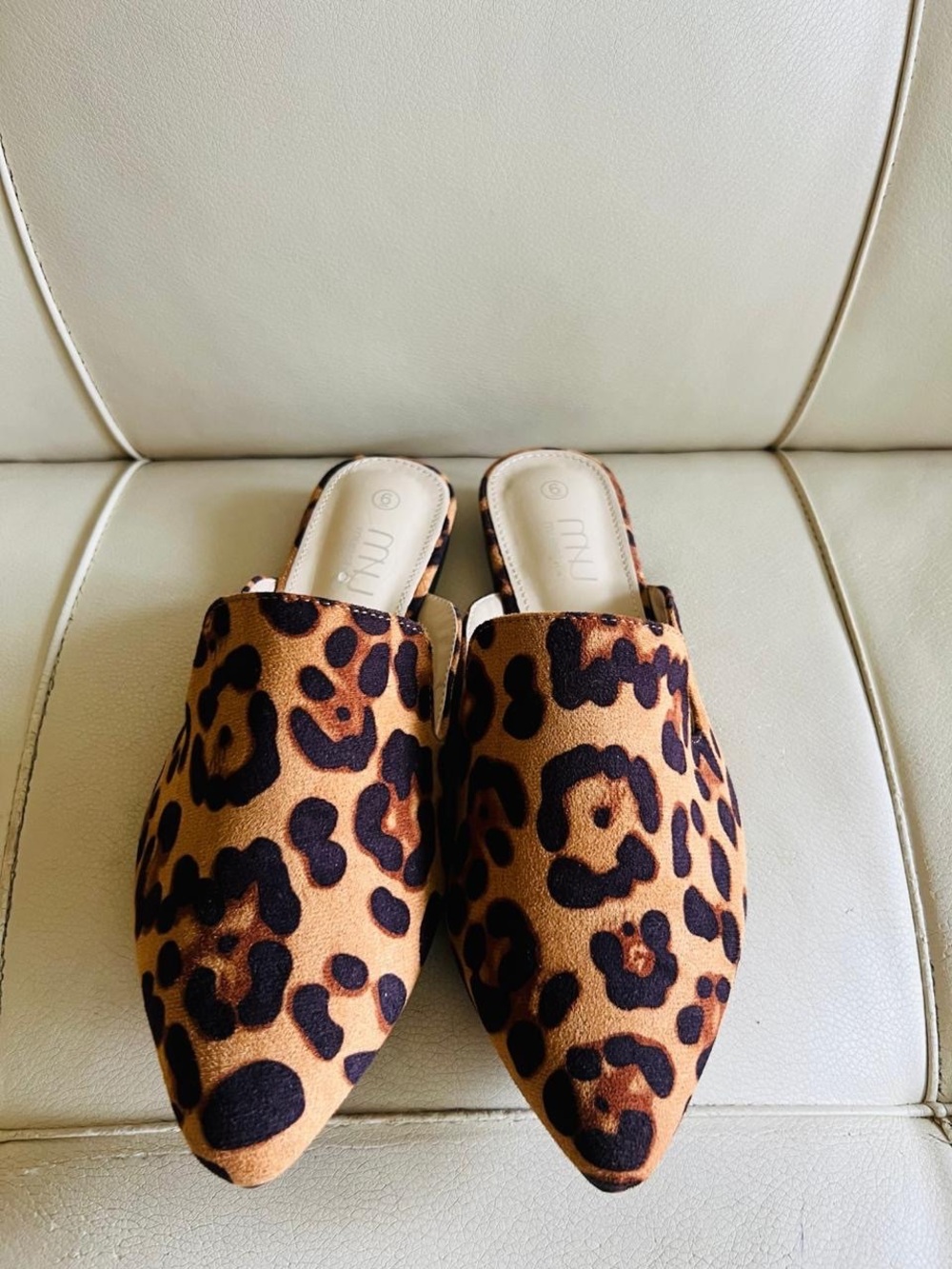 Leopard Print Pointed Toe Slip-On Mules - Brown